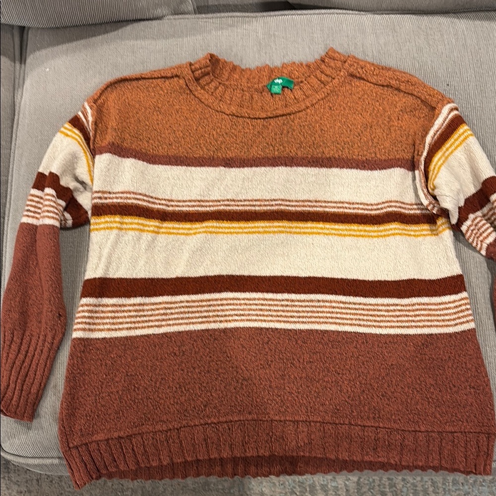 dip Women's Striped Crew Neck Sweater - Brown, Cream, Yellow